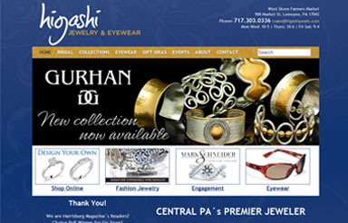 Higashi Jewelry website design Harrisburg PA1 Harrisburg's classiest jewelry store relaunches their website with M Street.