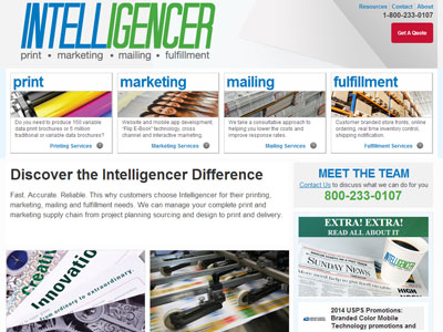 Intelligencer Printing Marketing Fulfillment Website Announcing a new website for Intelligencer
