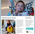 Thumbs Up For Ayden Small M Street is proud to support Ayden Murray